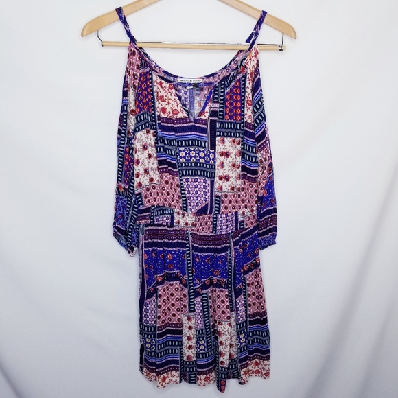 AEO - Cold Shoulder, Floral Boho Print Dress - Picture 13 of 15